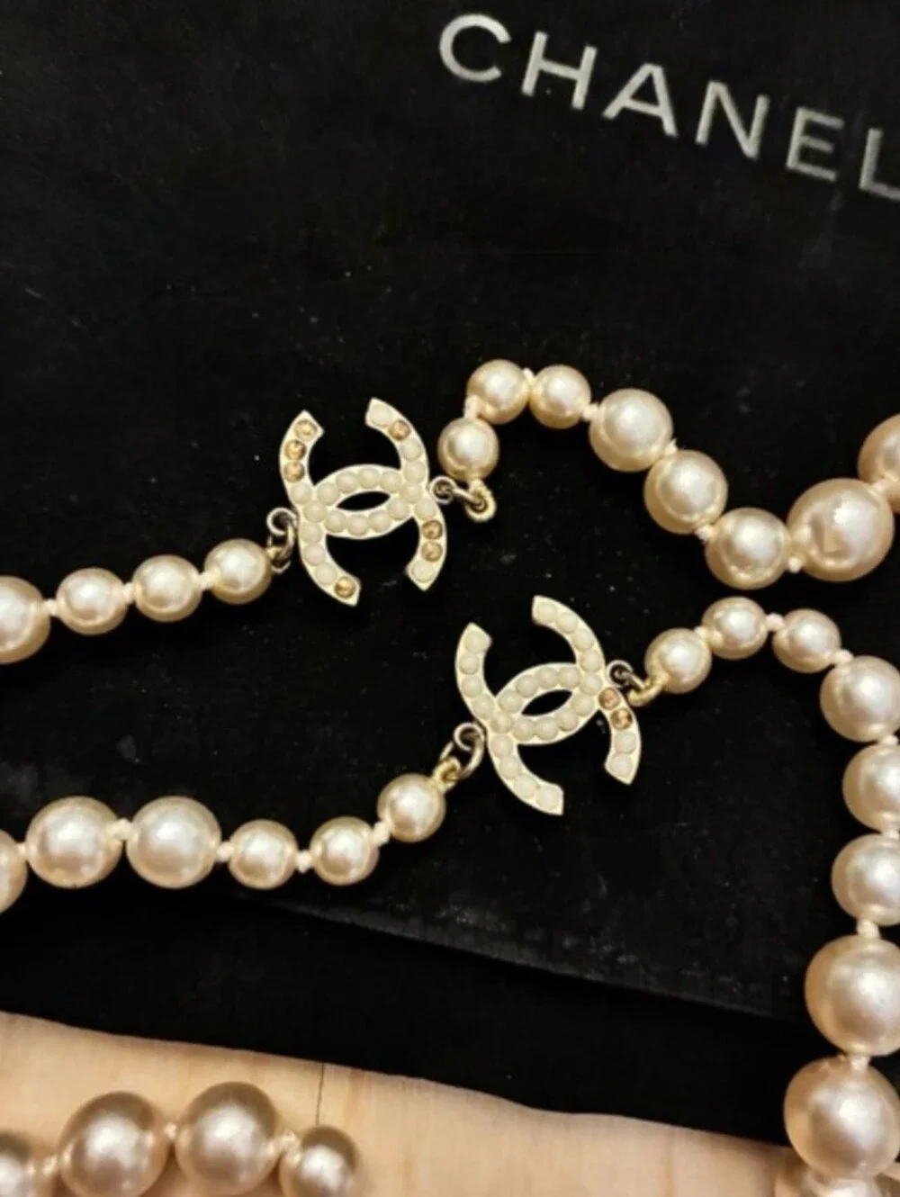 CHANEL Graduated Long CC Pearl Necklace - Classic Beaded Strand